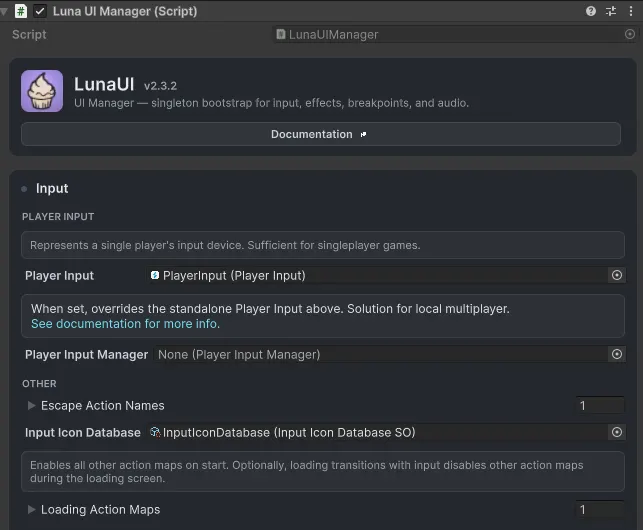 Luna UI Manager input managers