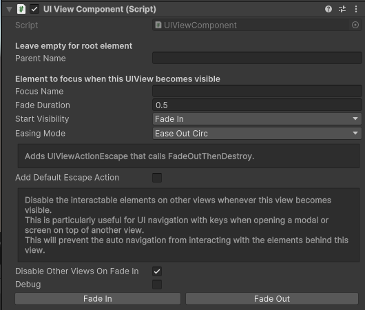 UIViewComponent Inspector