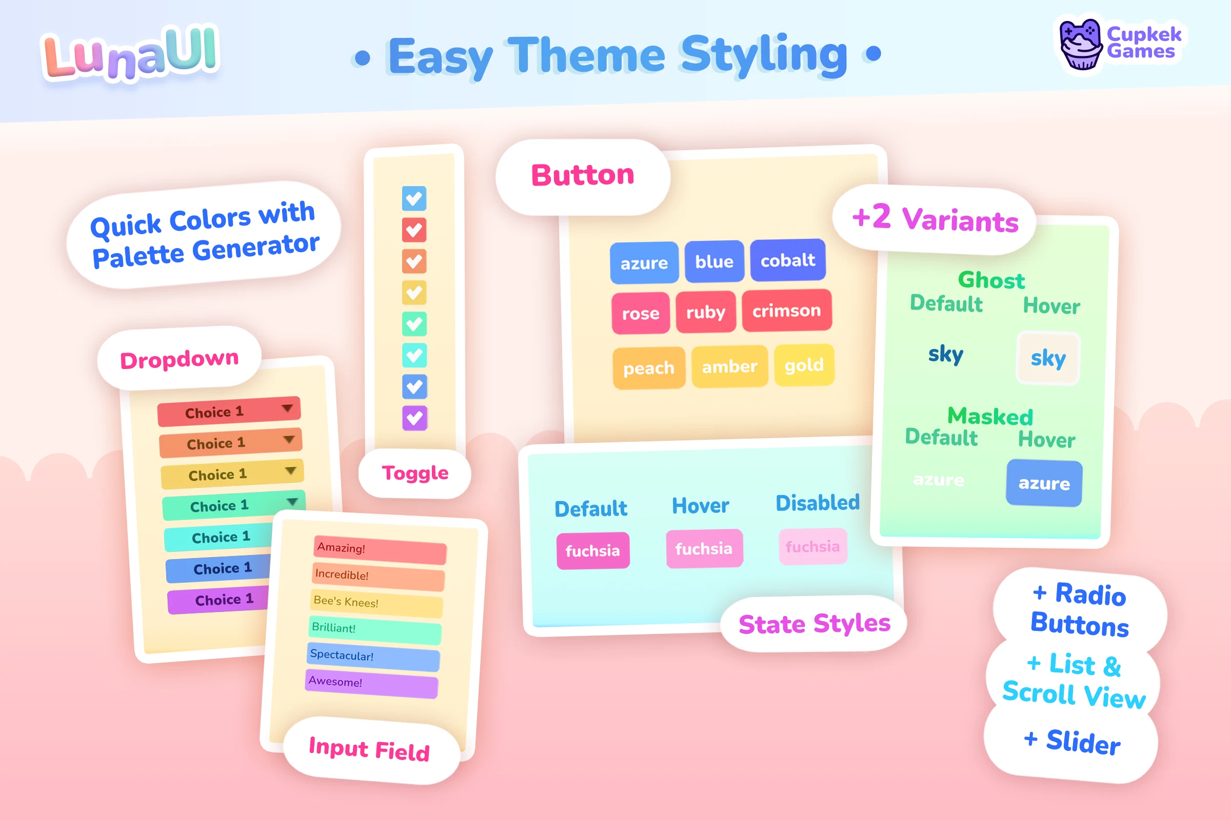 Built-in controls themed by Luna — buttons, dropdowns, toggles, and text fields