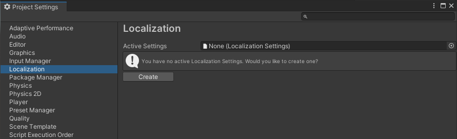 Create Localization Settings