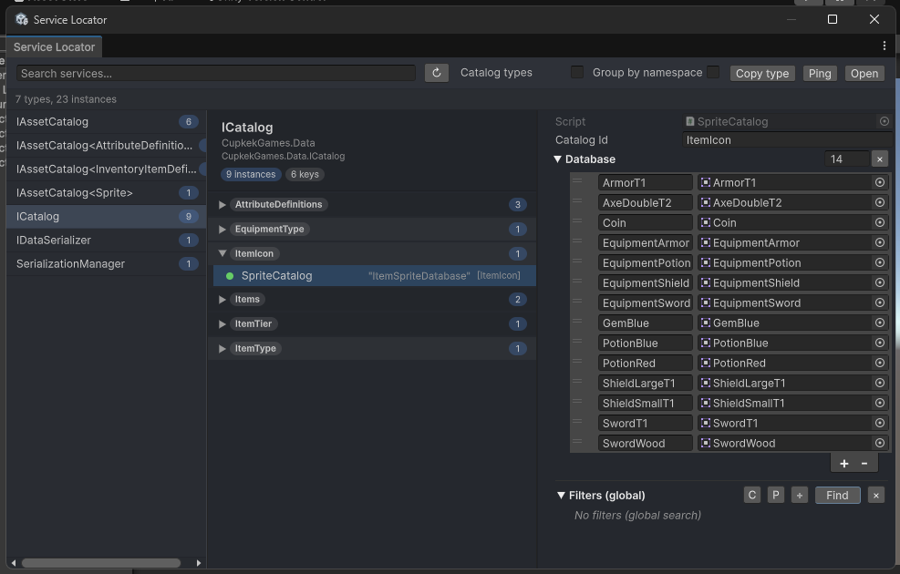 Service Locator Debug Window