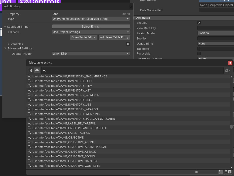 Configuring a localized string in the Add binding window.